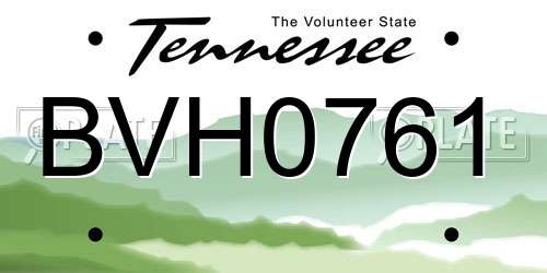 BVH0761 Tennessee License Plate