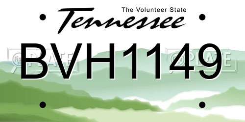 BVH1149 Tennessee License Plate