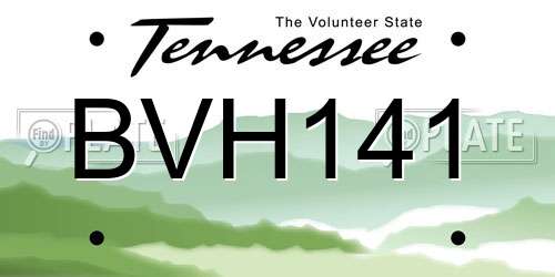 BVH141 Tennessee License Plate