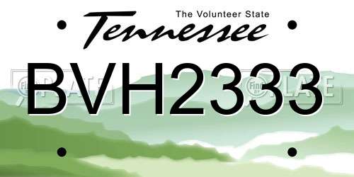 BVH2333 Tennessee License Plate