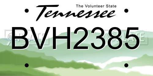 BVH2385 Tennessee License Plate