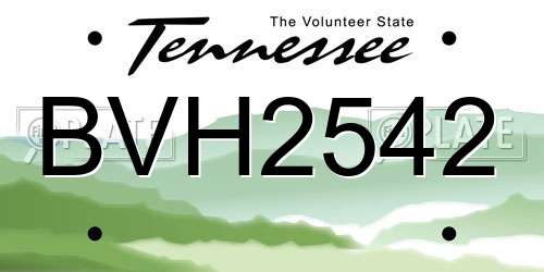 BVH2542 Tennessee License Plate