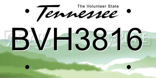 BVH3816 Tennessee License Plate