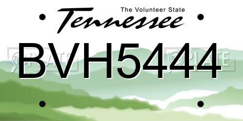 BVH5444 Tennessee License Plate