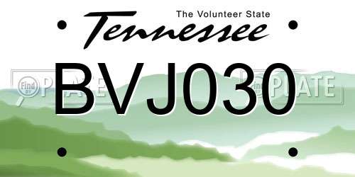 BVJ030 Tennessee License Plate