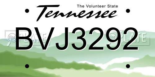 BVJ3292 Tennessee License Plate