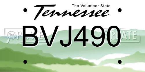 BVJ490 Tennessee License Plate