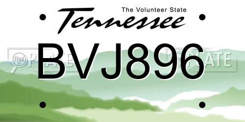 BVJ896 Tennessee License Plate