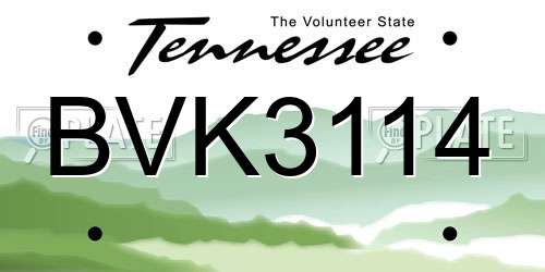 BVK3114 Tennessee License Plate