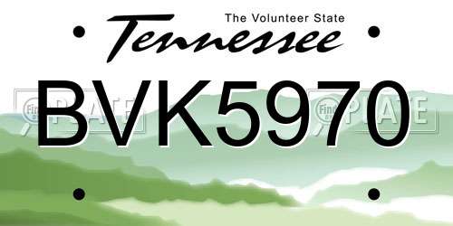 BVK5970 Tennessee License Plate