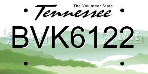 BVK6122 Tennessee License Plate