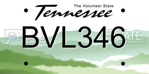 BVL346 Tennessee License Plate