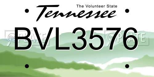 BVL3576 Tennessee License Plate