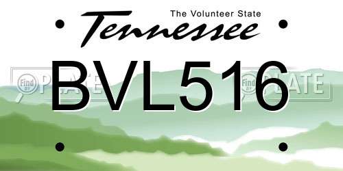 BVL516 Tennessee License Plate