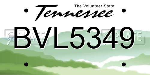 BVL5349 Tennessee License Plate