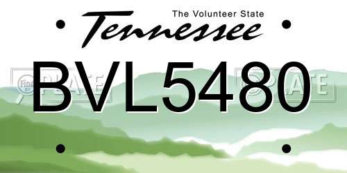 BVL5480 Tennessee License Plate