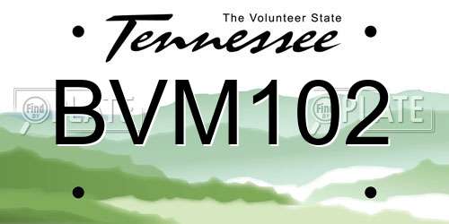 BVM102 Tennessee License Plate