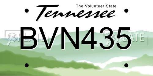 BVN435 Tennessee License Plate