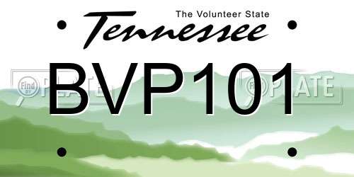 BVP101 Tennessee License Plate