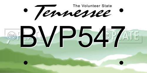 BVP547 Tennessee License Plate