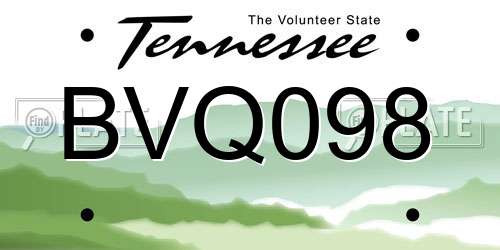 BVQ098 Tennessee License Plate