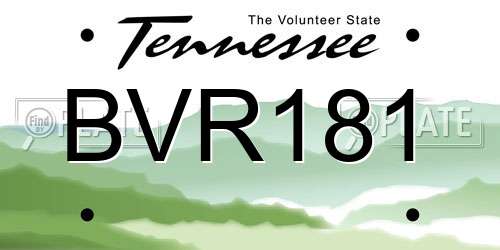 BVR181 Tennessee License Plate
