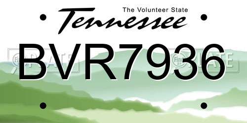 BVR7936 Tennessee License Plate
