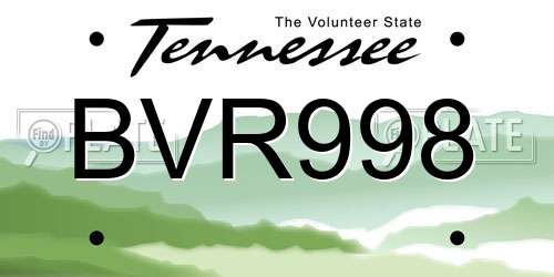 BVR998 Tennessee License Plate