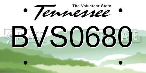 BVS0680 Tennessee License Plate
