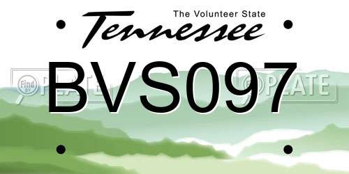 BVS097 Tennessee License Plate
