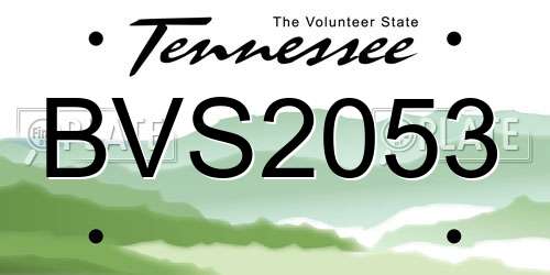 BVS2053 Tennessee License Plate