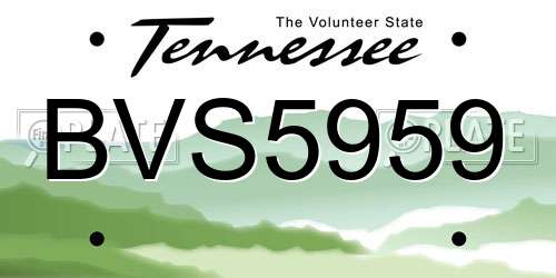 BVS5959 Tennessee License Plate