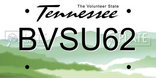 BVSU62 Tennessee License Plate