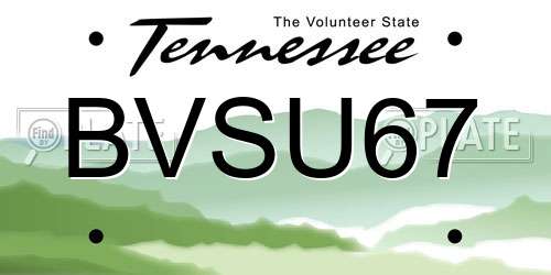 BVSU67 Tennessee License Plate