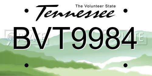 BVT9984 Tennessee License Plate