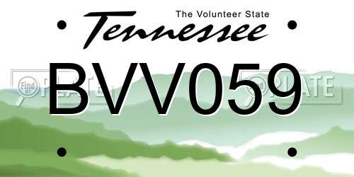 BVV059 Tennessee License Plate