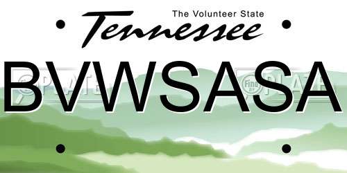 BVWSASA Tennessee License Plate