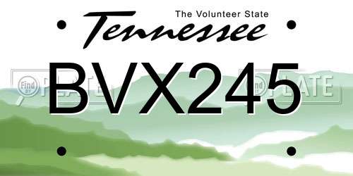 BVX245 Tennessee License Plate