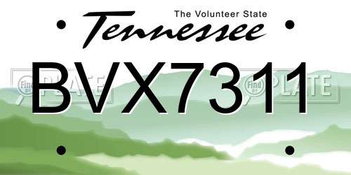 BVX7311 Tennessee License Plate