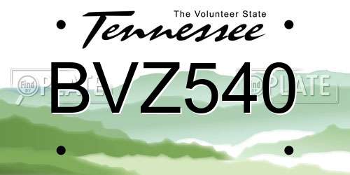 BVZ540 Tennessee License Plate