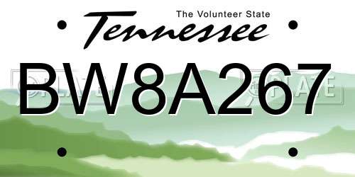 BW8A267 Tennessee License Plate