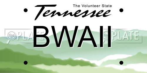 BWAII Tennessee License Plate