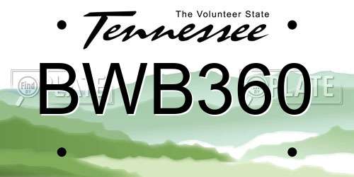 BWB360 Tennessee License Plate