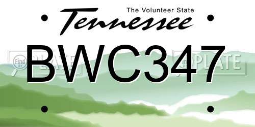 BWC347 Tennessee License Plate