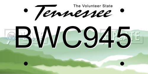 BWC945 Tennessee License Plate