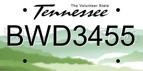 BWD3455 Tennessee License Plate