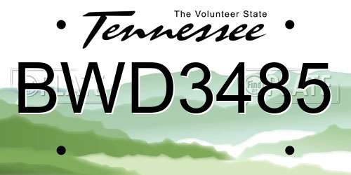 BWD3485 Tennessee License Plate