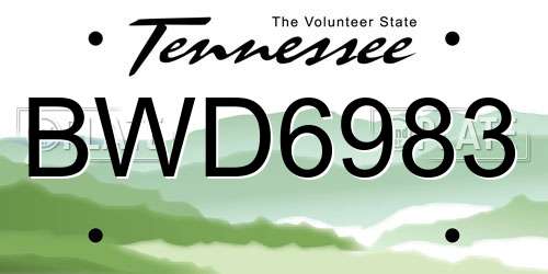 BWD6983 Tennessee License Plate