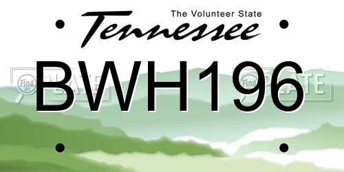 BWH196 Tennessee License Plate