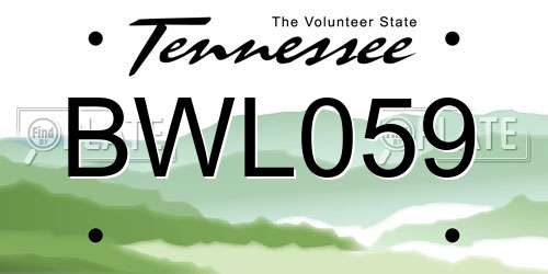 BWL059 Tennessee License Plate